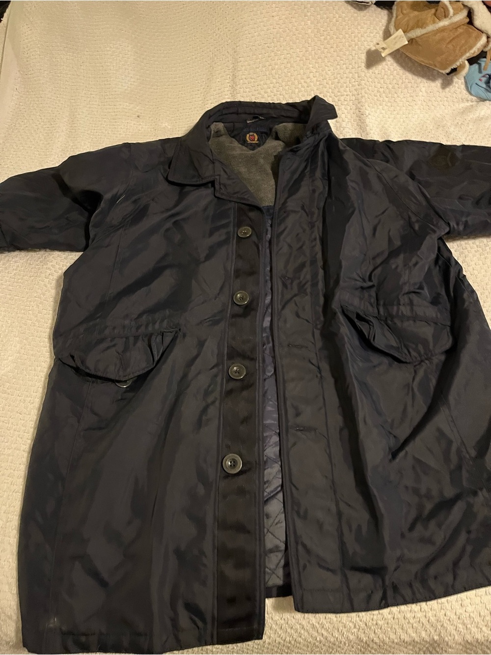 Tommy Hilfiger Navy Men's Raincoat with Quilted Liner